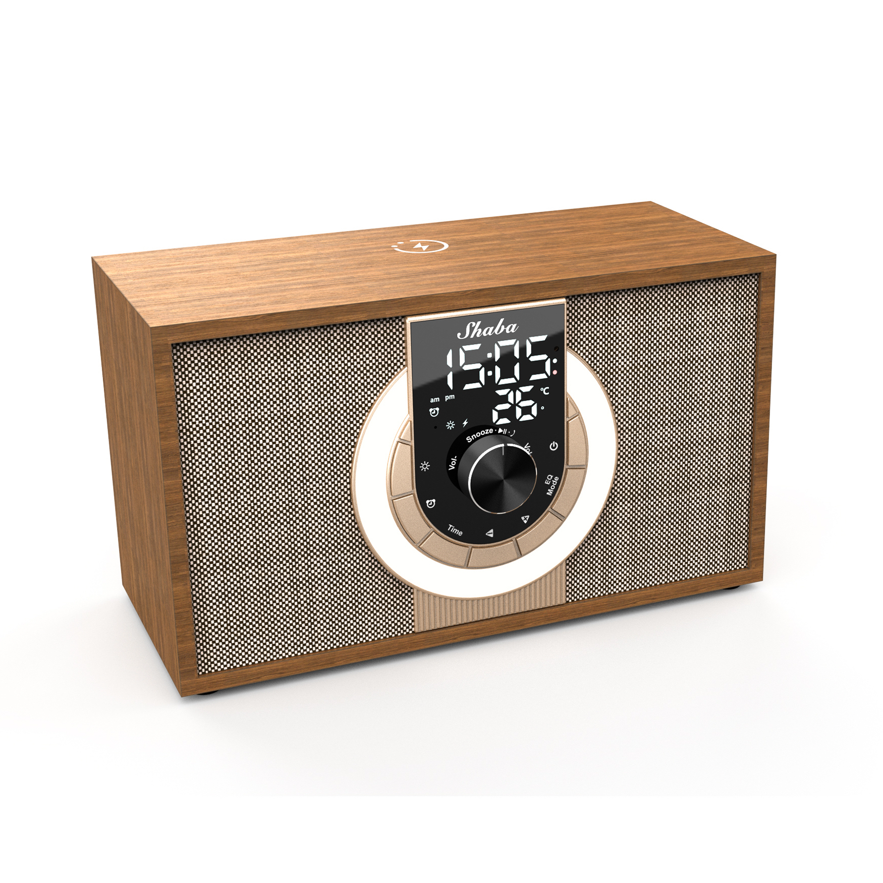 WD-773 wooden wireless clock speaker