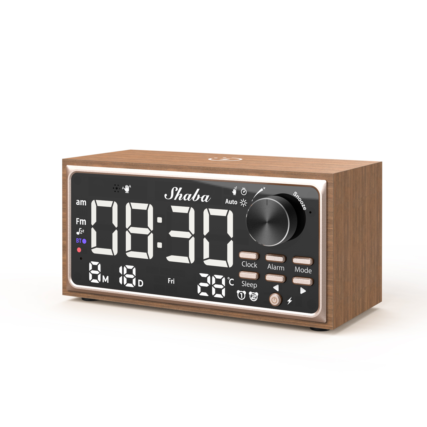 WD-301 wooden wireless clock speaker